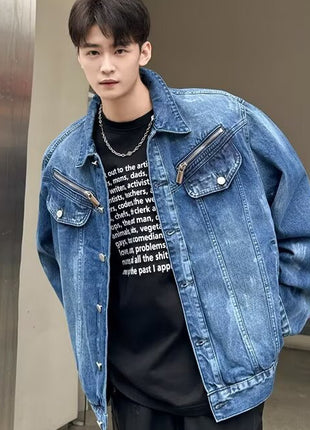 Vintage washed vintage tie dye denim jacket for men and women