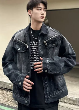 Vintage washed vintage tie dye denim jacket for men and women