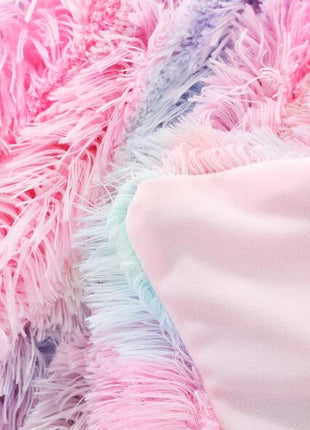 Rainbow Plush Super Soft Blanket Colorful Bedding Sofa Cover Furry Fuzzy Fur Warm Throw Cozy Couch Blanket for Winte