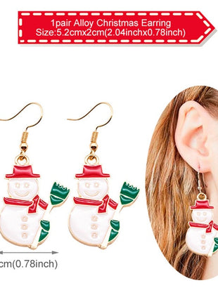 Earring Necklace Christmas Decor Santa Claus Eardrop Pendant Christmas Decor For Home Navidad Ornament Xmas Gift