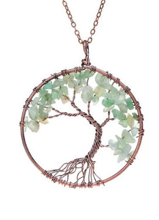 Crystal Natural Stone Tree Necklace