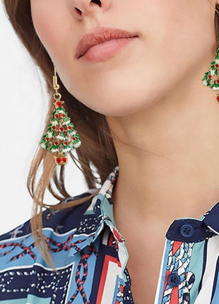 FENGRISE Earring Necklace Christmas Decor Santa Claus Eardrop Pendant Christmas Decor For Home Navidad Ornament Xmas Gift