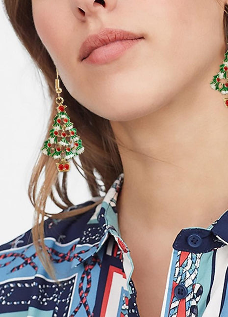 FENGRISE Earring Necklace Christmas Decor Santa Claus Eardrop Pendant Christmas Decor For Home Navidad Ornament Xmas Gift