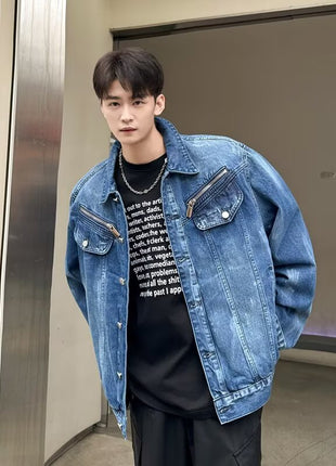 Vintage washed vintage tie dye denim jacket for men and women