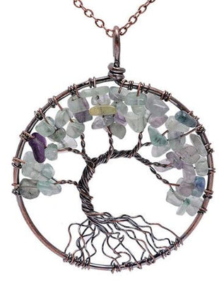 Crystal Natural Stone Tree Necklace