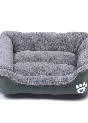 New, soft, and cozy fleece pet bed. Waterproof bottom. Suitable for small, medium & large pets. Keeps pets warm.