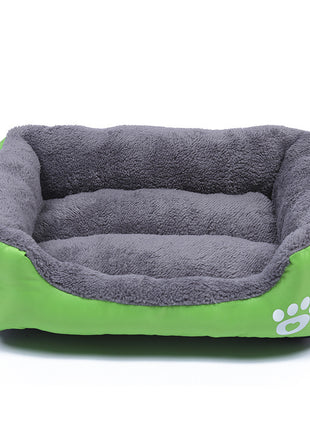 New, soft, and cozy fleece pet bed. Waterproof bottom. Suitable for small, medium & large pets. Keeps pets warm.