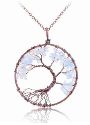 Crystal Natural Stone Tree Necklace