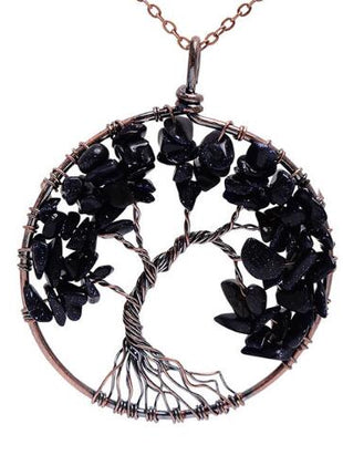 Crystal Natural Stone Tree Necklace