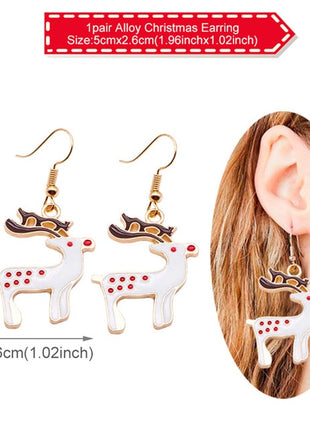 Earring Necklace Christmas Decor Santa Claus Eardrop Pendant Christmas Decor For Home Navidad Ornament Xmas Gift