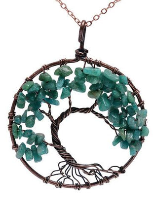 Crystal Natural Stone Tree Necklace