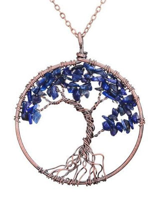 Crystal Natural Stone Tree Necklace