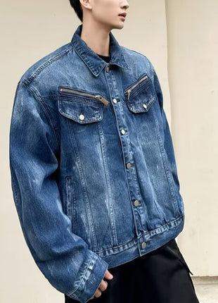 Vintage washed vintage tie dye denim jacket for men and women