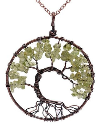 Crystal Natural Stone Tree Necklace