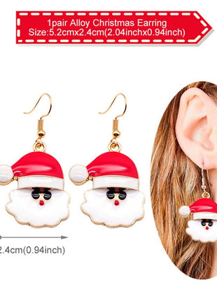 Earring Necklace Christmas Decor Santa Claus Eardrop Pendant Christmas Decor For Home Navidad Ornament Xmas Gift