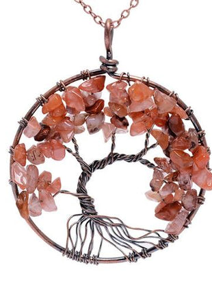 Crystal Natural Stone Tree Necklace
