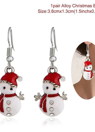 FENGRISE Earring Necklace Christmas Decor Santa Claus Eardrop Pendant Christmas Decor For Home Navidad Ornament Xmas Gift