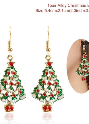 FENGRISE Earring Necklace Christmas Decor Santa Claus Eardrop Pendant Christmas Decor For Home Navidad Ornament Xmas Gift