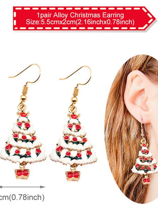 Earring Necklace Christmas Decor Santa Claus Eardrop Pendant Christmas Decor For Home Navidad Ornament Xmas Gift