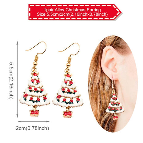 Earring Necklace Christmas Decor Santa Claus Eardrop Pendant Christmas Decor For Home Navidad Ornament Xmas Gift