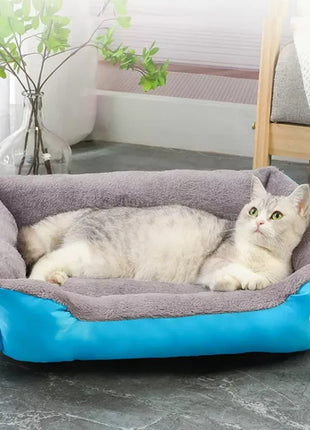 New, soft, and cozy fleece pet bed. Waterproof bottom. Suitable for small, medium & large pets. Keeps pets warm.