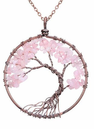 Crystal Natural Stone Tree Necklace