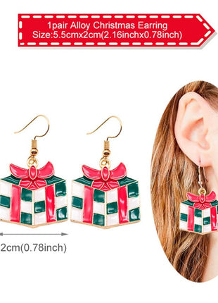 Earring Necklace Christmas Decor Santa Claus Eardrop Pendant Christmas Decor For Home Navidad Ornament Xmas Gift