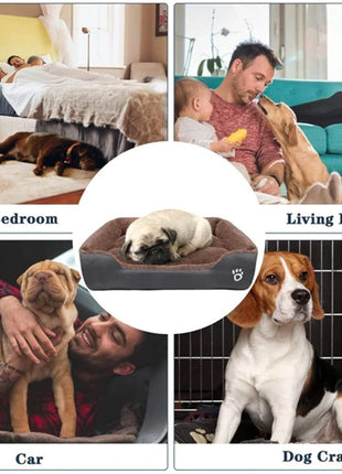 New, soft, and cozy fleece pet bed. Waterproof bottom. Suitable for small, medium & large pets. Keeps pets warm.