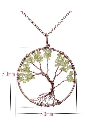 Crystal Natural Stone Tree Necklace