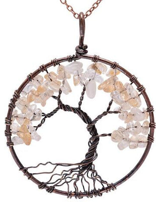 Crystal Natural Stone Tree Necklace