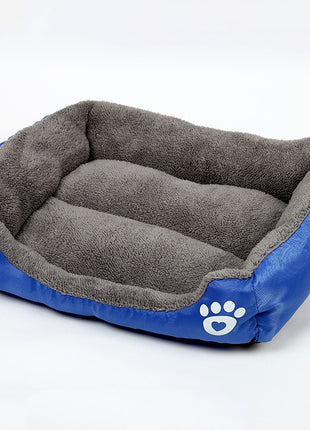 New, soft, and cozy fleece pet bed. Waterproof bottom. Suitable for small, medium & large pets. Keeps pets warm.