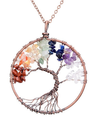 Crystal Natural Stone Tree Necklace