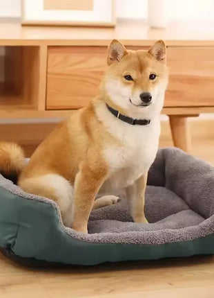 New, soft, and cozy fleece pet bed. Waterproof bottom. Suitable for small, medium & large pets. Keeps pets warm.