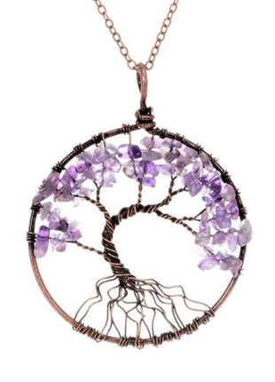 Crystal Natural Stone Tree Necklace