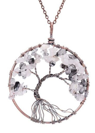 Crystal Natural Stone Tree Necklace