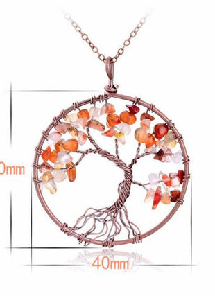 Crystal Natural Stone Tree Necklace